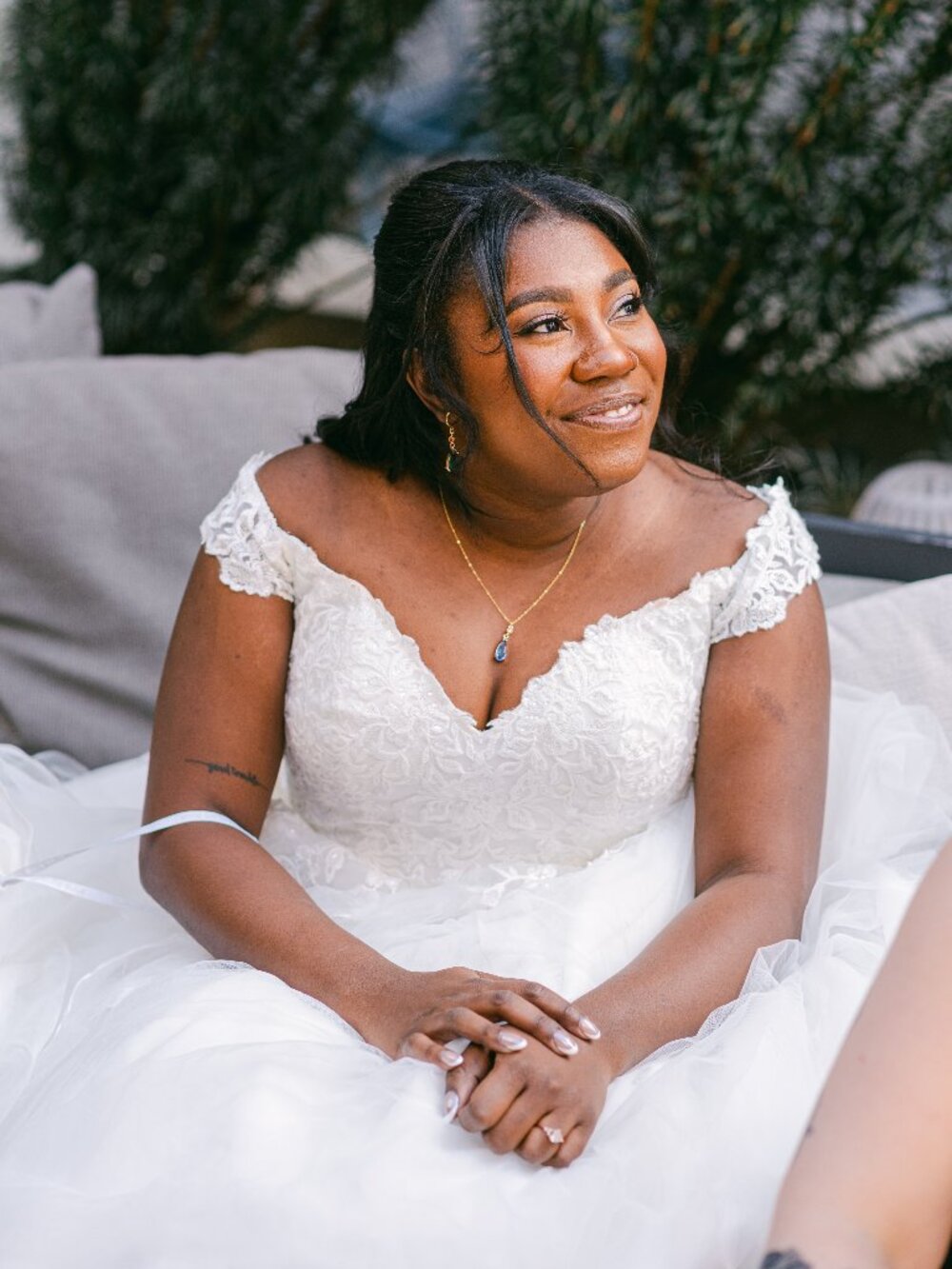 Lacy A-Line (Full Skirt) Wedding Dress with Minimal Train